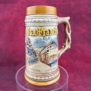 VINTAGE SAN FRANCISCO, CA CHINATOWN CABLE CAR BEER STEIN MUG, MADE IN JAPAN